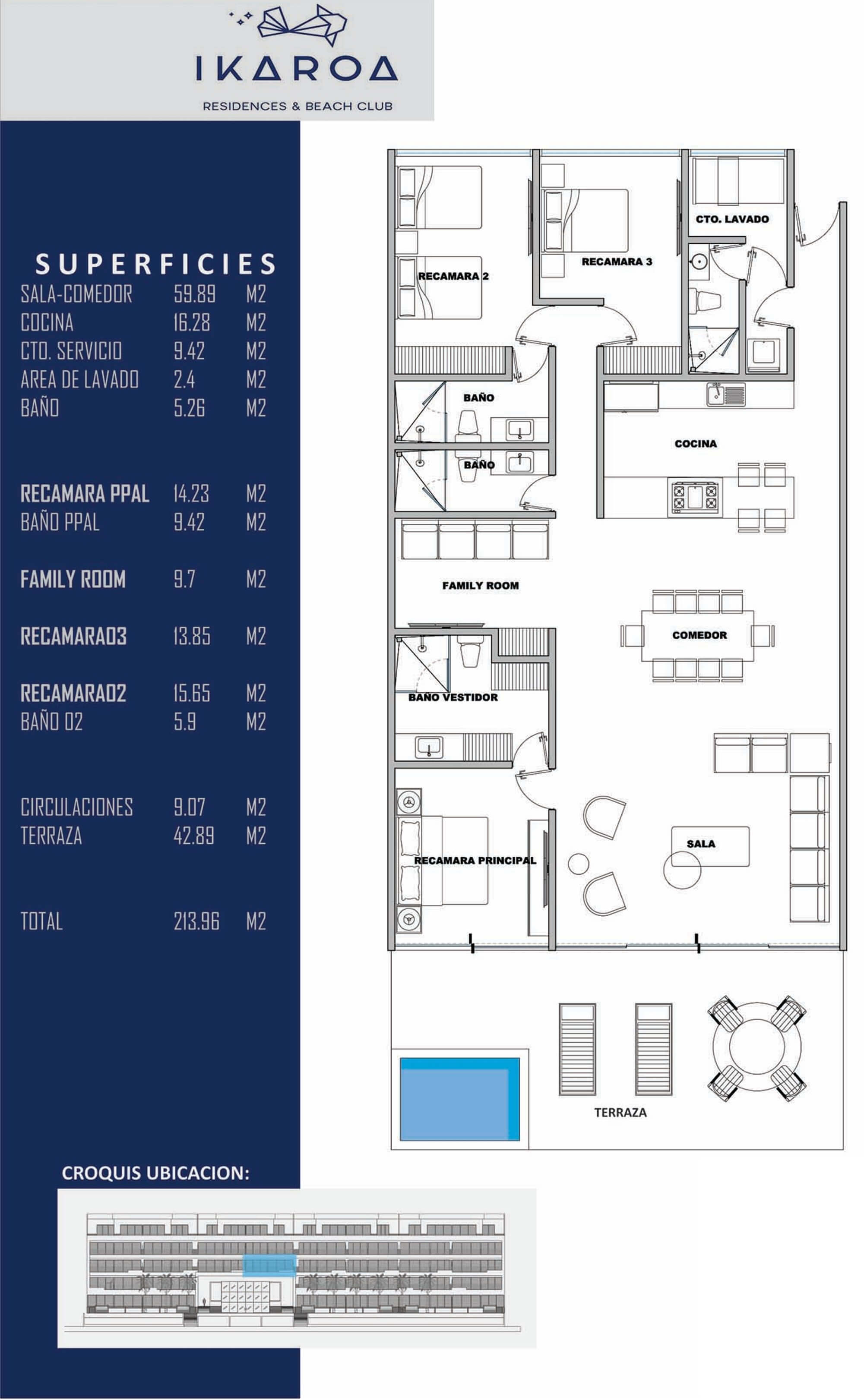 Ikaroa | departamento en venta frente a playa de tres recamaras 